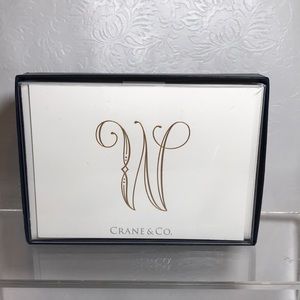 Crane & Co. Gold Engraved Inital (W) Notes on Pearl White Kid Finish Paper